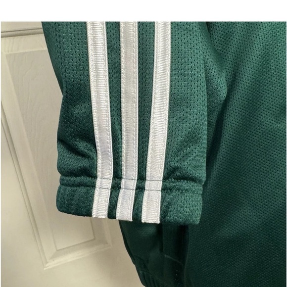 Adidas Men’s Track Jacket S Green White Stripes Pockets Lightweight Oversized - Picture 6 of 10